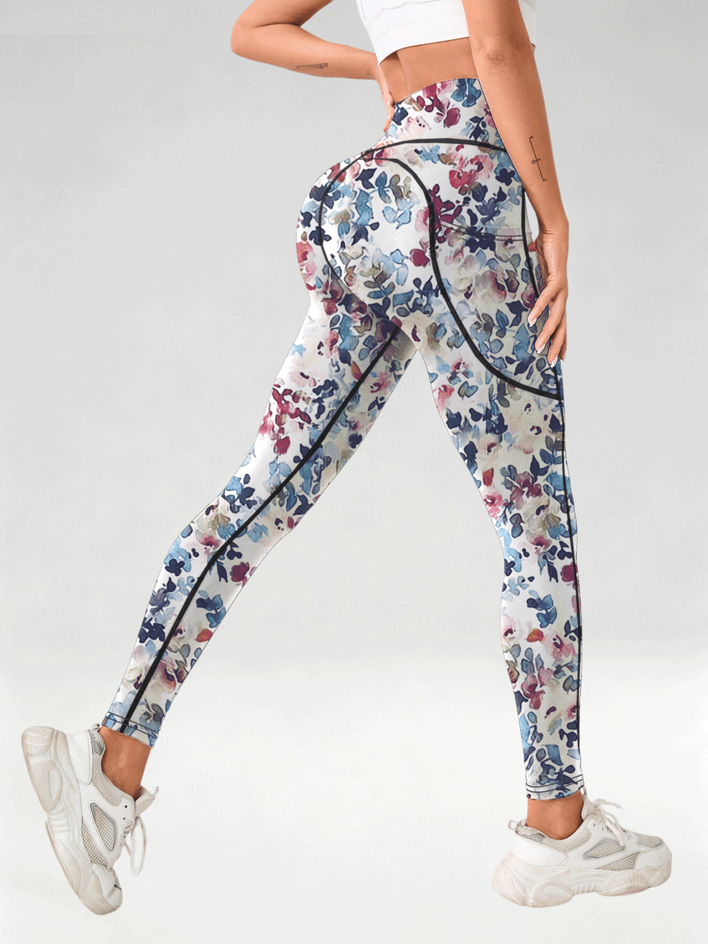 Flexvibe Women High Waist Printed Yoga Pants Tummy Control Lifting Slim Fit Gym Outdoor Workout Leggings