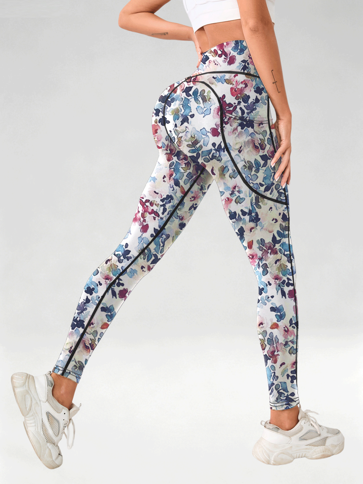 Flexvibe Women High Waist Printed Yoga Pants Tummy Control Lifting Slim Fit Gym Outdoor Workout Leggings