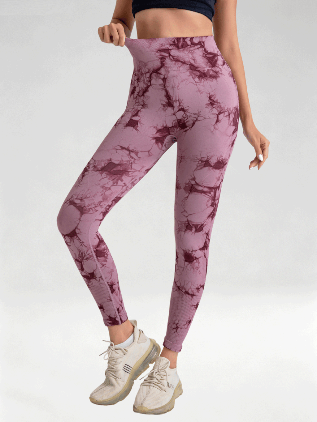Flexvibe Women High Waist Seamless Tie‑Dye Yoga Leggings Hip Lifting Tummy Control Gym Workout Pants
