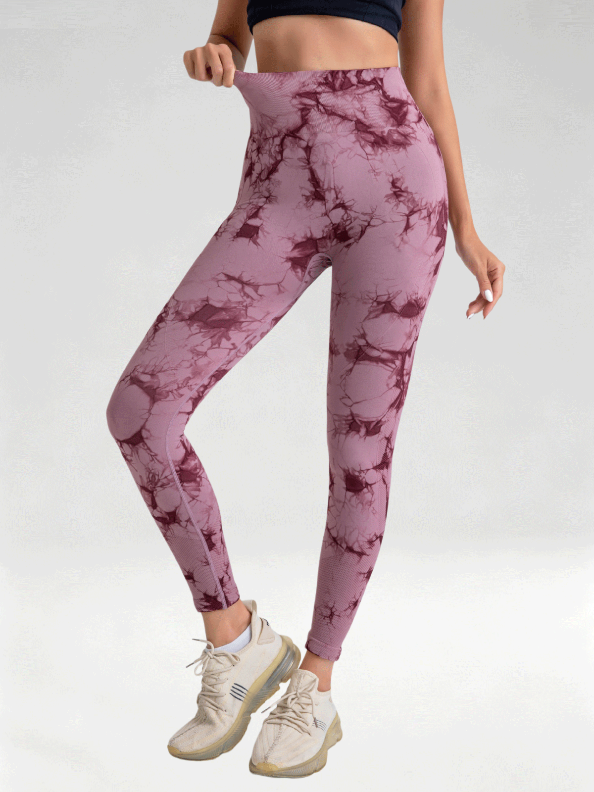 Flexvibe Women High Waist Seamless Tie‑Dye Yoga Leggings Hip Lifting Tummy Control Gym Workout Pants