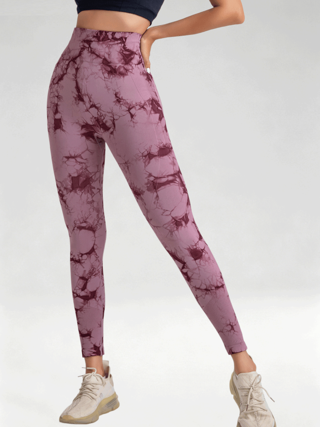 Flexvibe Women High Waist Seamless Tie‑Dye Yoga Leggings Hip Lifting Tummy Control Gym Workout Pants