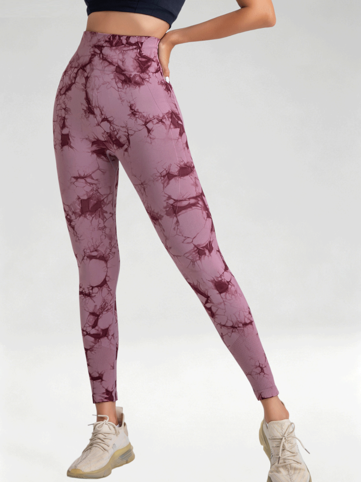 Flexvibe Women High Waist Seamless Tie‑Dye Yoga Leggings Hip Lifting Tummy Control Gym Workout Pants