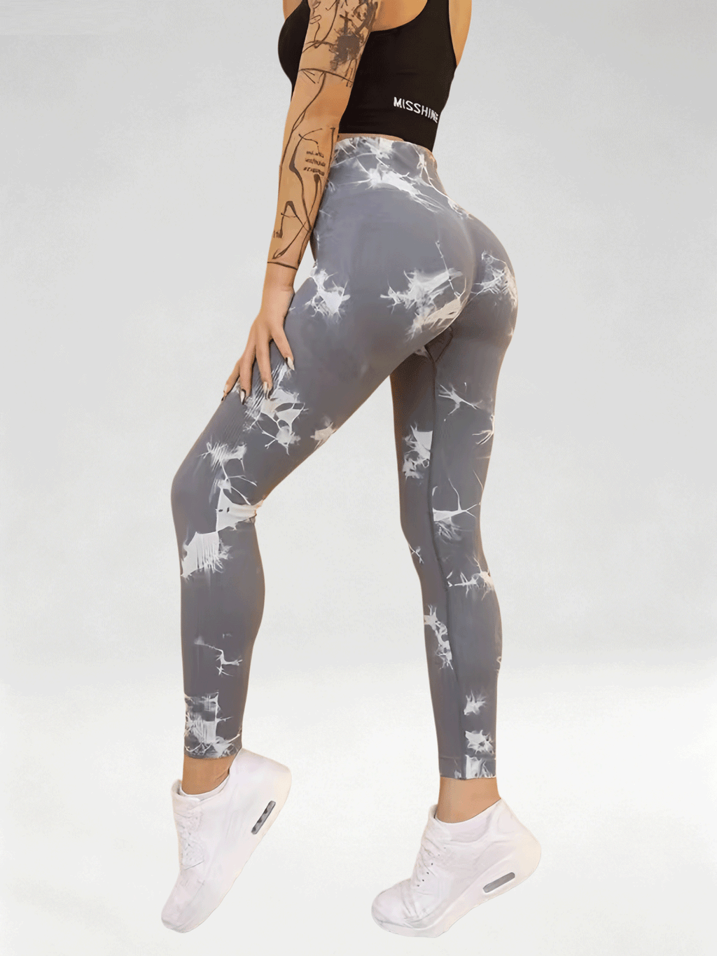 Flexvibe Women High Waist Seamless Tie‑Dye Yoga Leggings Hip Lifting Tummy Control Gym Workout Pants
