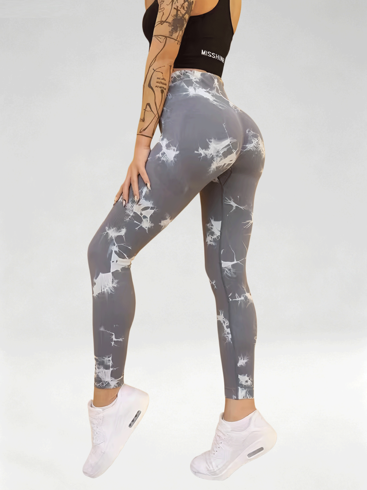Flexvibe Women High Waist Seamless Tie‑Dye Yoga Leggings Hip Lifting Tummy Control Gym Workout Pants