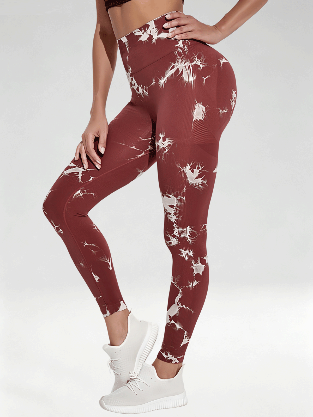 Flexvibe Women High Waist Seamless Tie‑Dye Yoga Leggings Hip Lifting Tummy Control Gym Workout Pants