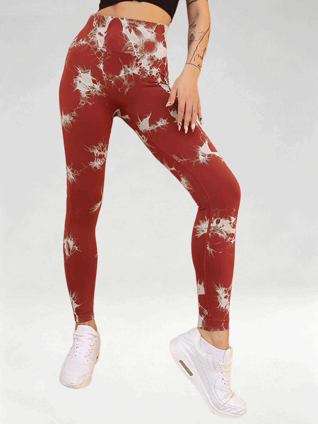 Flexvibe Women High Waist Seamless Tie‑Dye Yoga Leggings Hip Lifting Tummy Control Gym Workout Pants