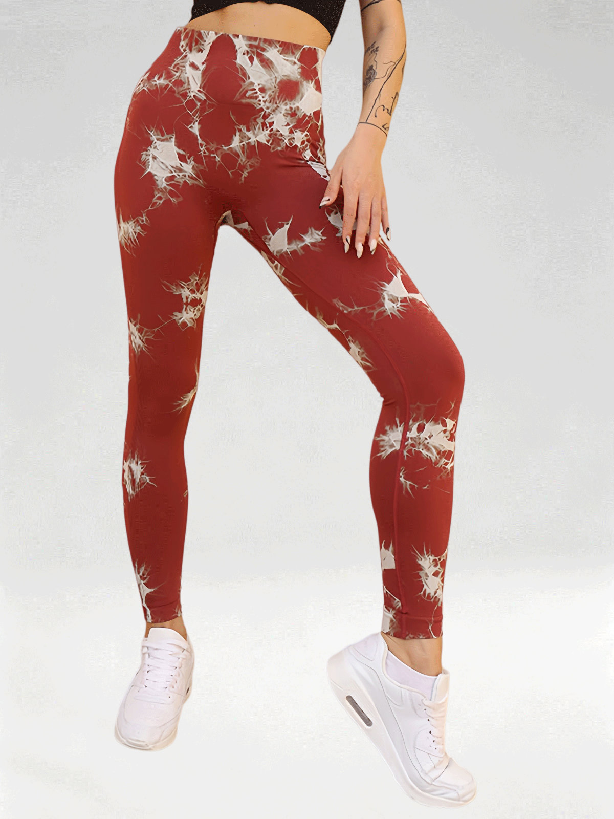 Flexvibe Women High Waist Seamless Tie‑Dye Yoga Leggings Hip Lifting Tummy Control Gym Workout Pants