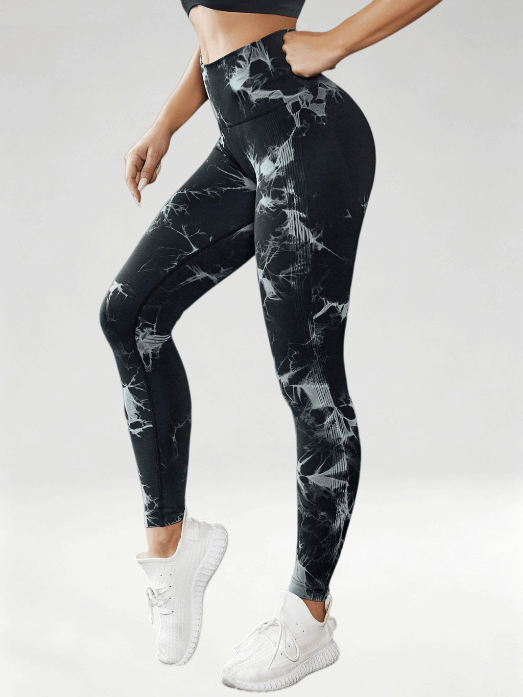 Flexvibe Women High Waist Seamless Tie‑Dye Yoga Leggings Hip Lifting Tummy Control Gym Workout Pants