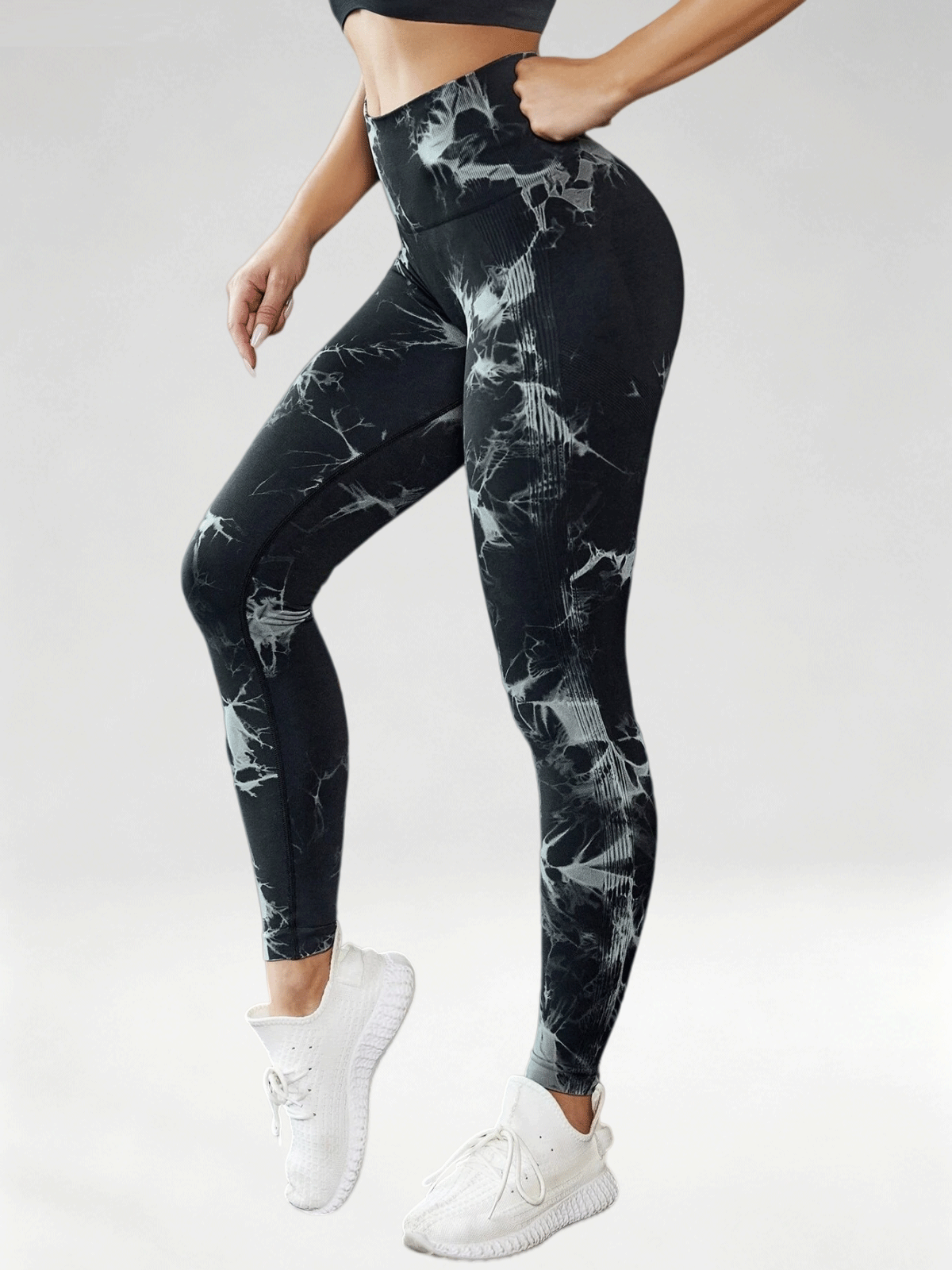 Flexvibe Women High Waist Seamless Tie‑Dye Yoga Leggings Hip Lifting Tummy Control Gym Workout Pants