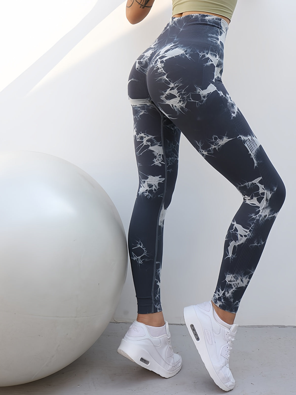 Flexvibe Women High Waist Seamless Tie‑Dye Yoga Leggings Hip Lifting Tummy Control Gym Workout Pants