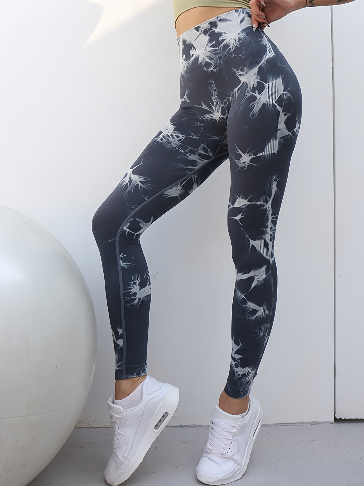 Flexvibe Women High Waist Seamless Tie‑Dye Yoga Leggings Hip Lifting Tummy Control Gym Workout Pants