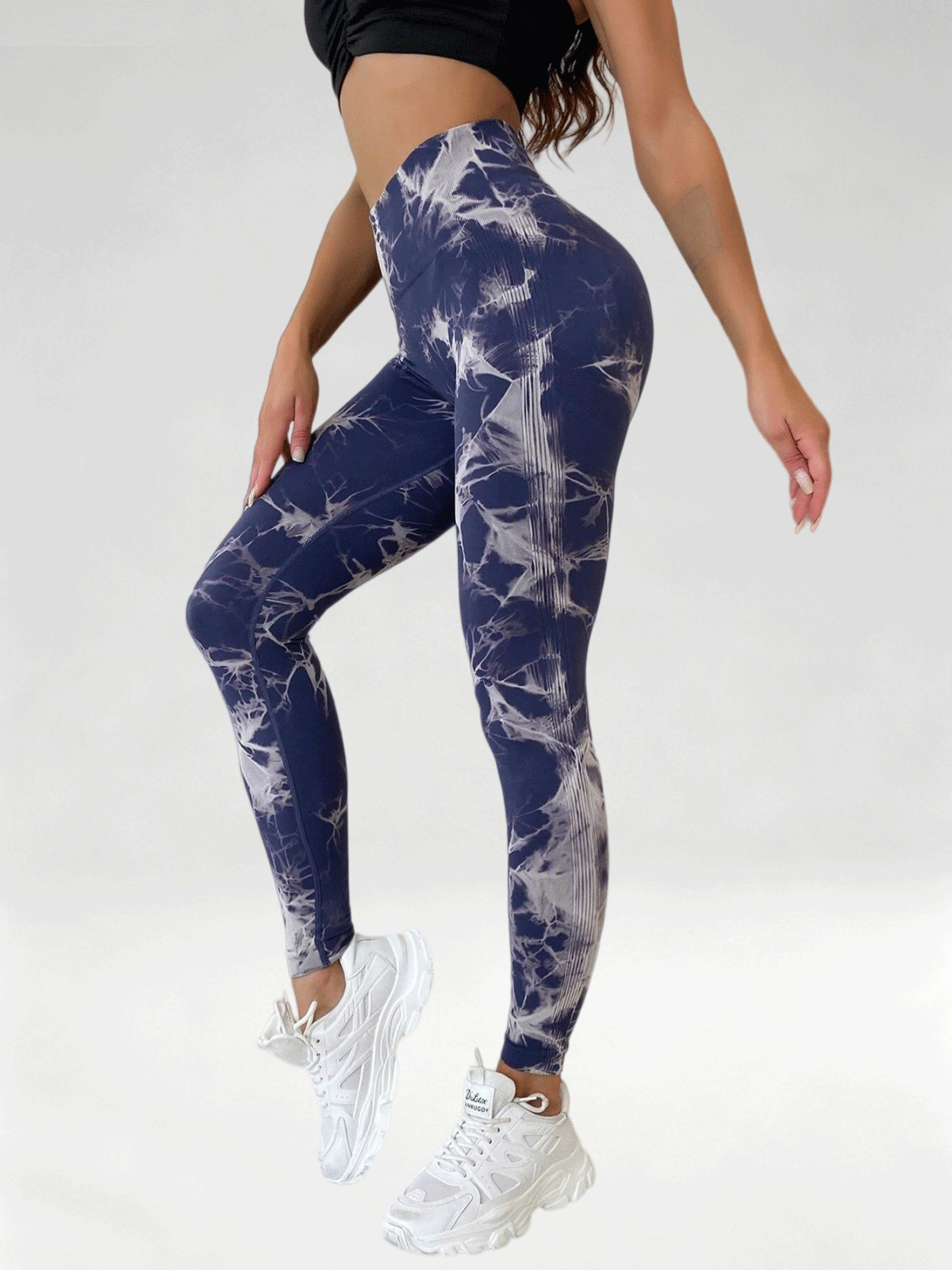 Flexvibe Women High Waist Seamless Tie‑Dye Yoga Leggings Hip Lifting Tummy Control Gym Workout Pants