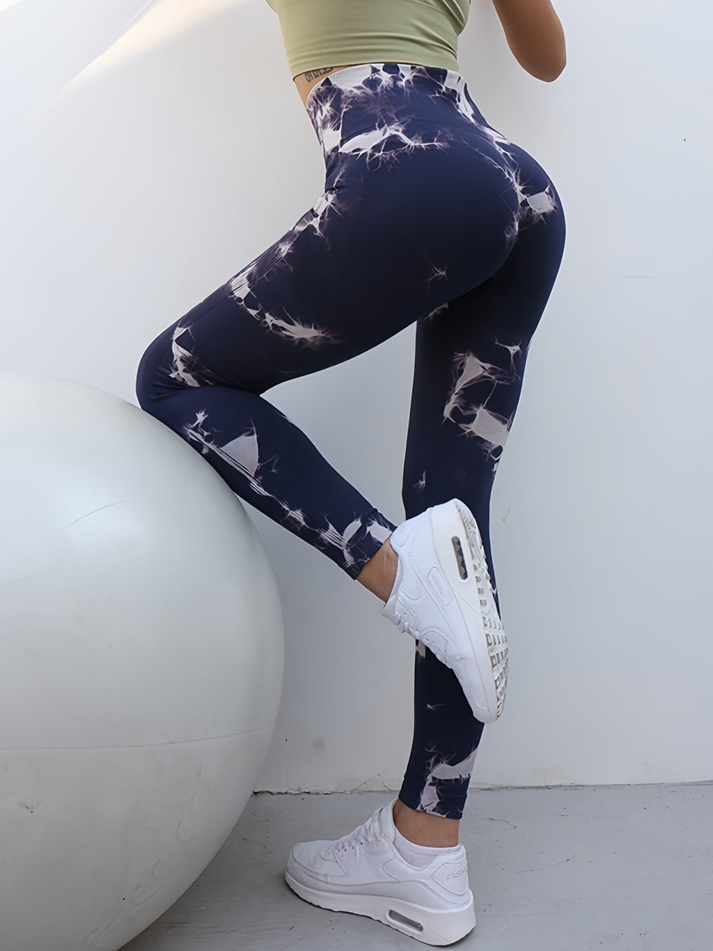 Flexvibe Women High Waist Seamless Tie‑Dye Yoga Leggings Hip Lifting Tummy Control Gym Workout Pants