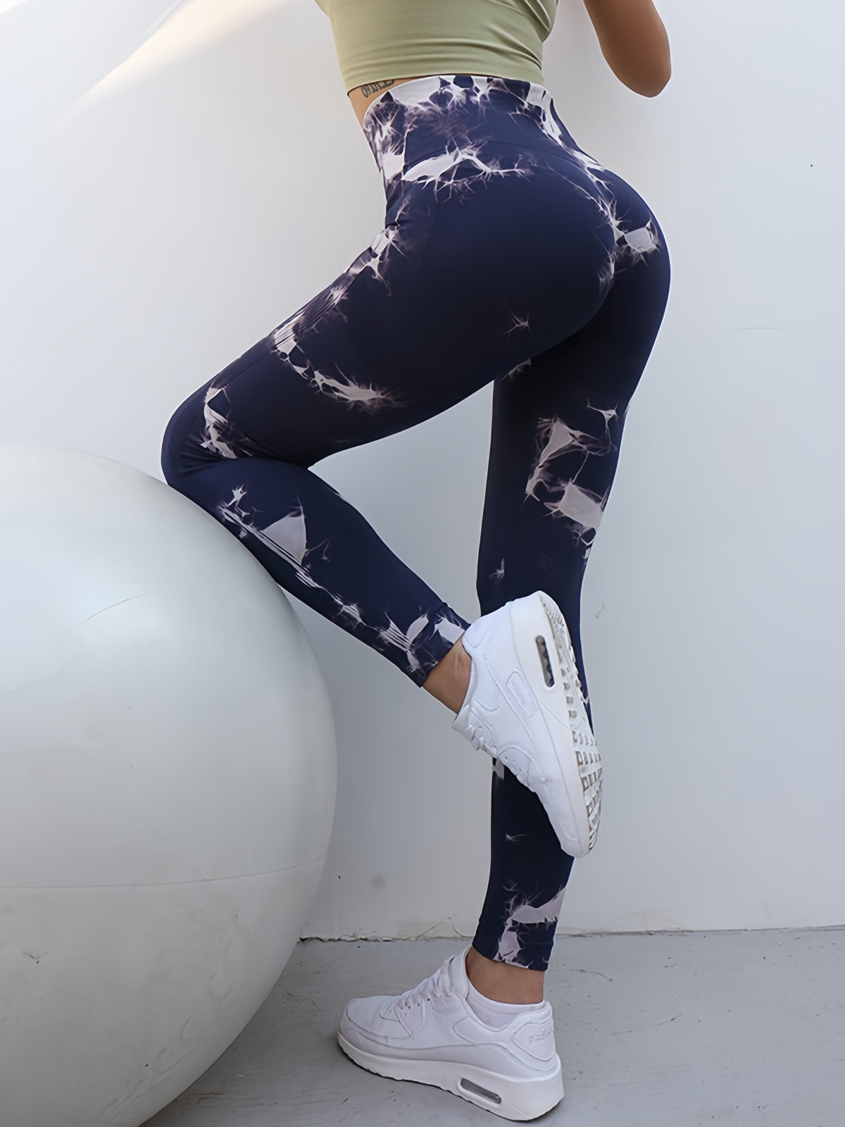 Flexvibe Women High Waist Seamless Tie‑Dye Yoga Leggings Hip Lifting Tummy Control Gym Workout Pants