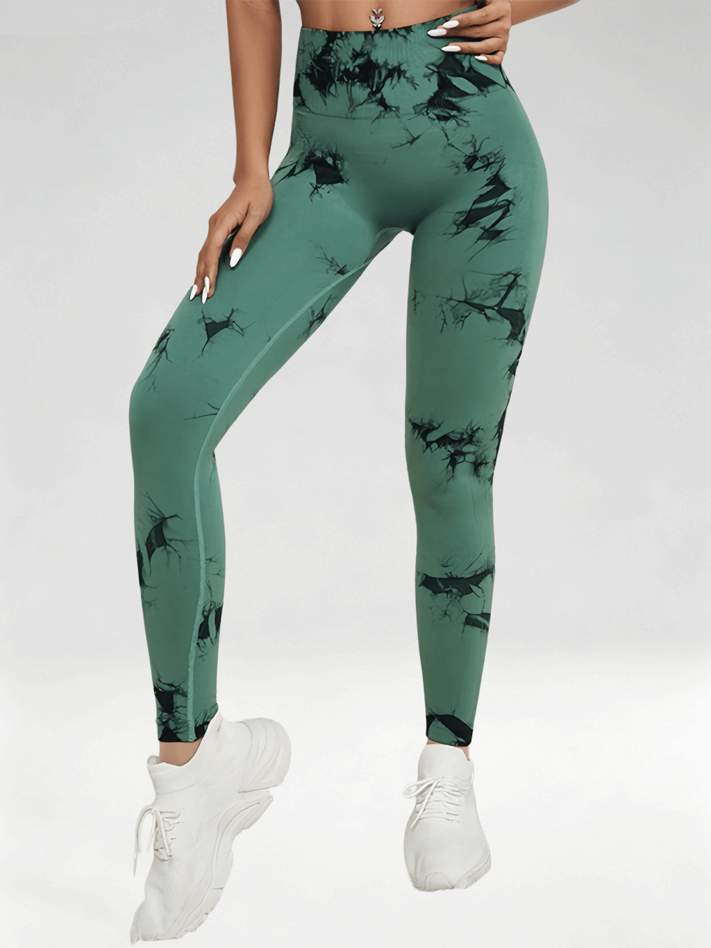 Flexvibe Women High Waist Seamless Tie‑Dye Yoga Leggings Hip Lifting Tummy Control Gym Workout Pants