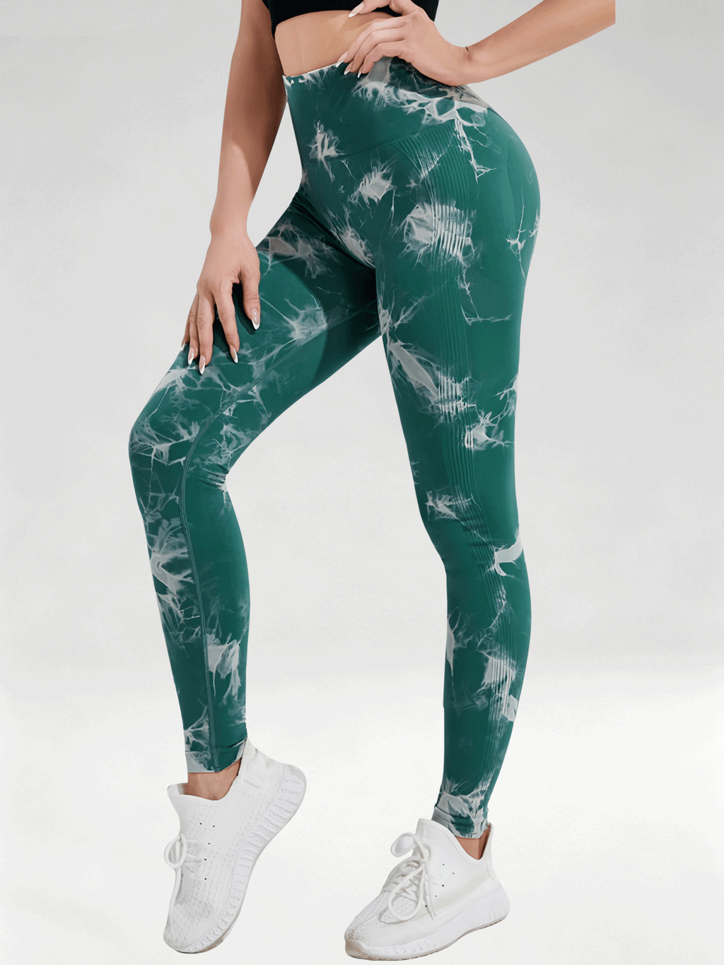 Flexvibe Women High Waist Seamless Tie‑Dye Yoga Leggings Hip Lifting Tummy Control Gym Workout Pants