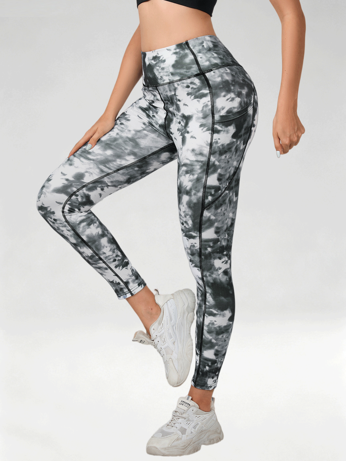 Flexvibe Women High Waist Printed Yoga Pants Tummy Control Lifting Slim Fit Gym Outdoor Workout Leggings