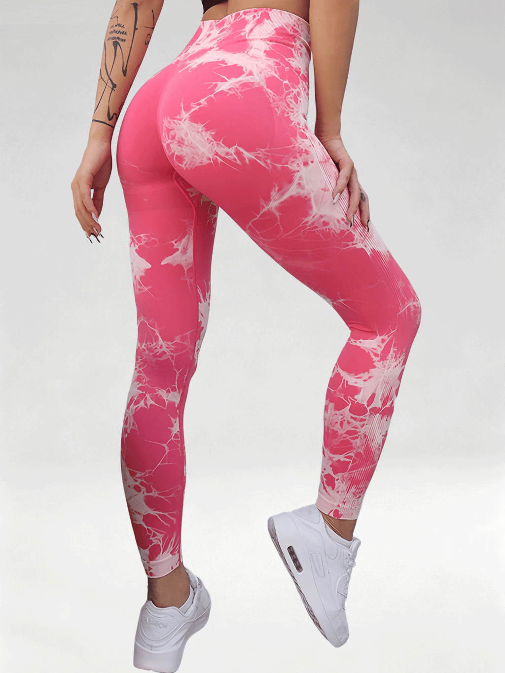 Flexvibe Women High Waist Seamless Tie‑Dye Yoga Leggings Hip Lifting Tummy Control Gym Workout Pants