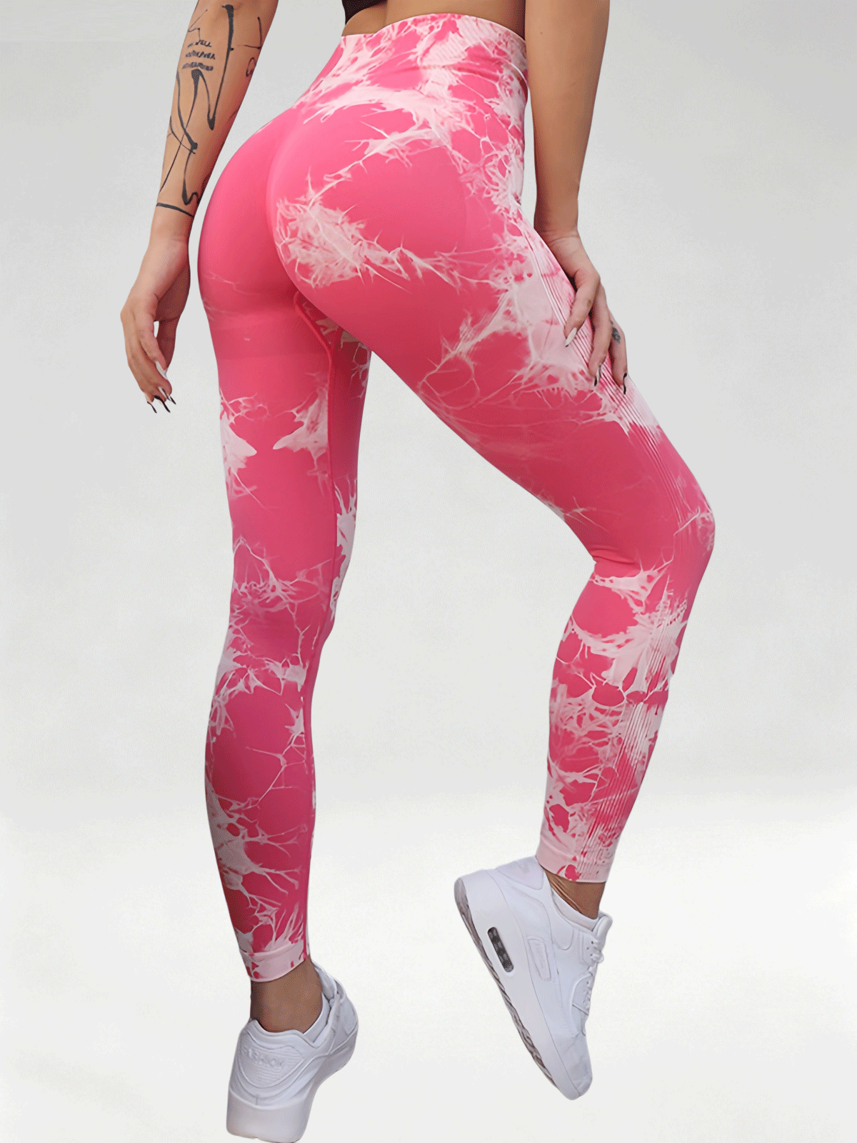 Flexvibe Women High Waist Seamless Tie‑Dye Yoga Leggings Hip Lifting Tummy Control Gym Workout Pants