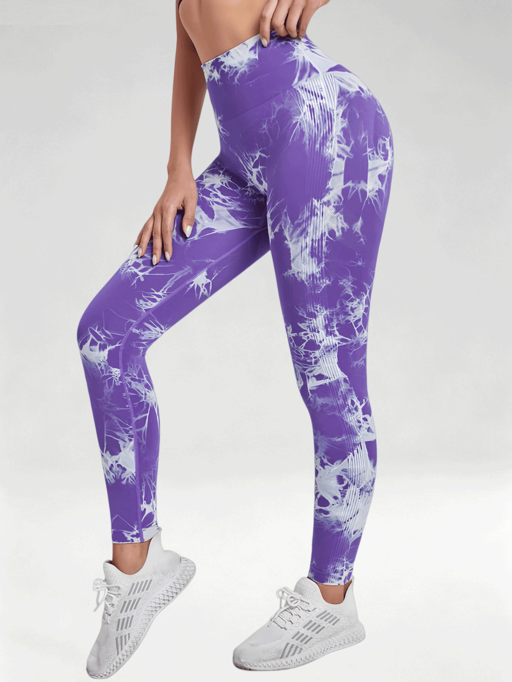 Flexvibe Women High Waist Seamless Tie‑Dye Yoga Leggings Hip Lifting Tummy Control Gym Workout Pants