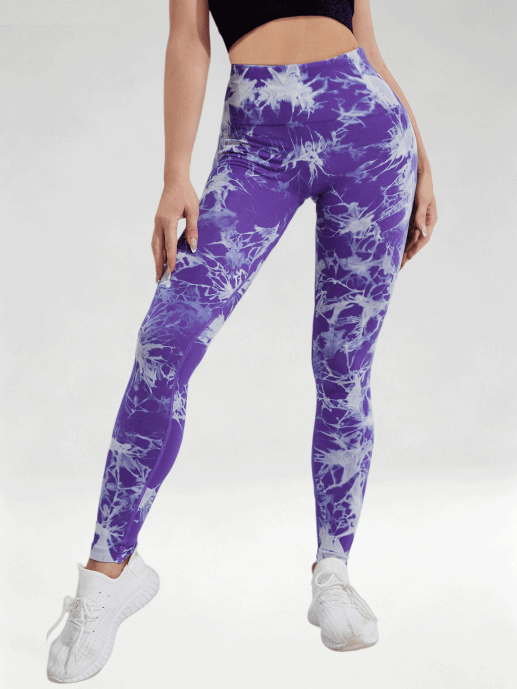 Flexvibe Women High Waist Seamless Tie‑Dye Yoga Leggings Hip Lifting Tummy Control Gym Workout Pants