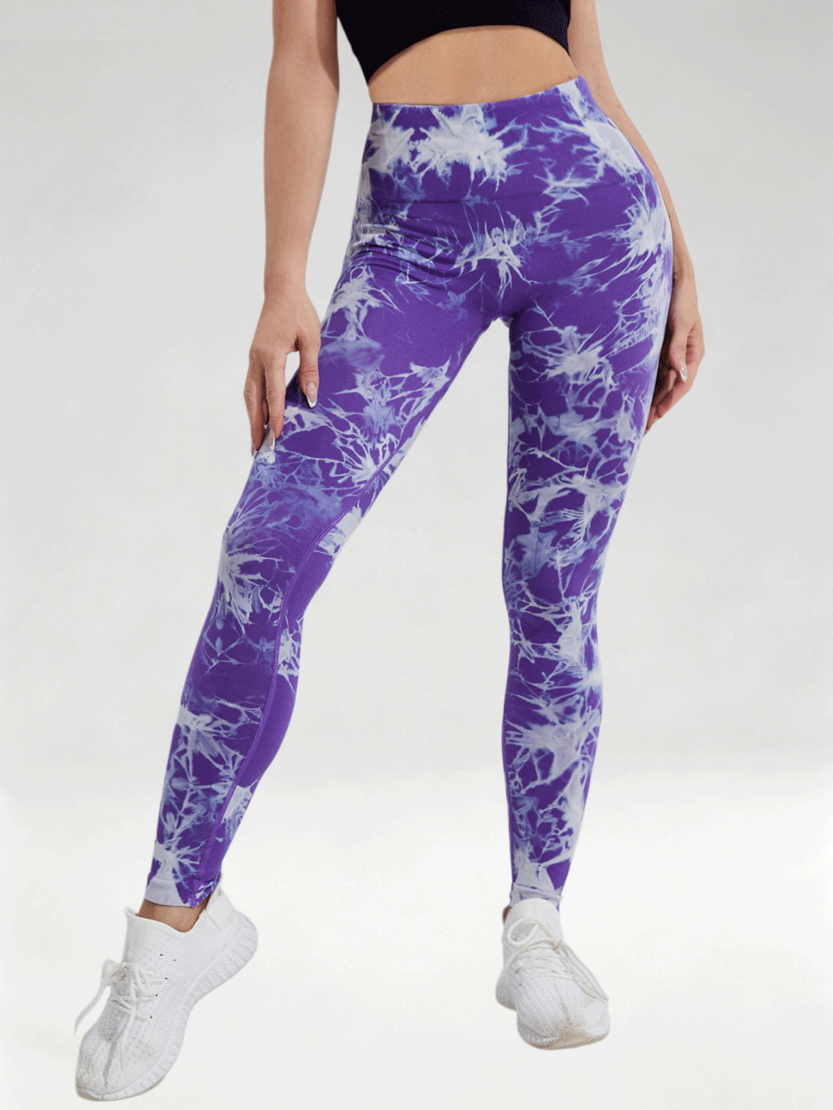 Flexvibe Women High Waist Seamless Tie‑Dye Yoga Leggings Hip Lifting Tummy Control Gym Workout Pants