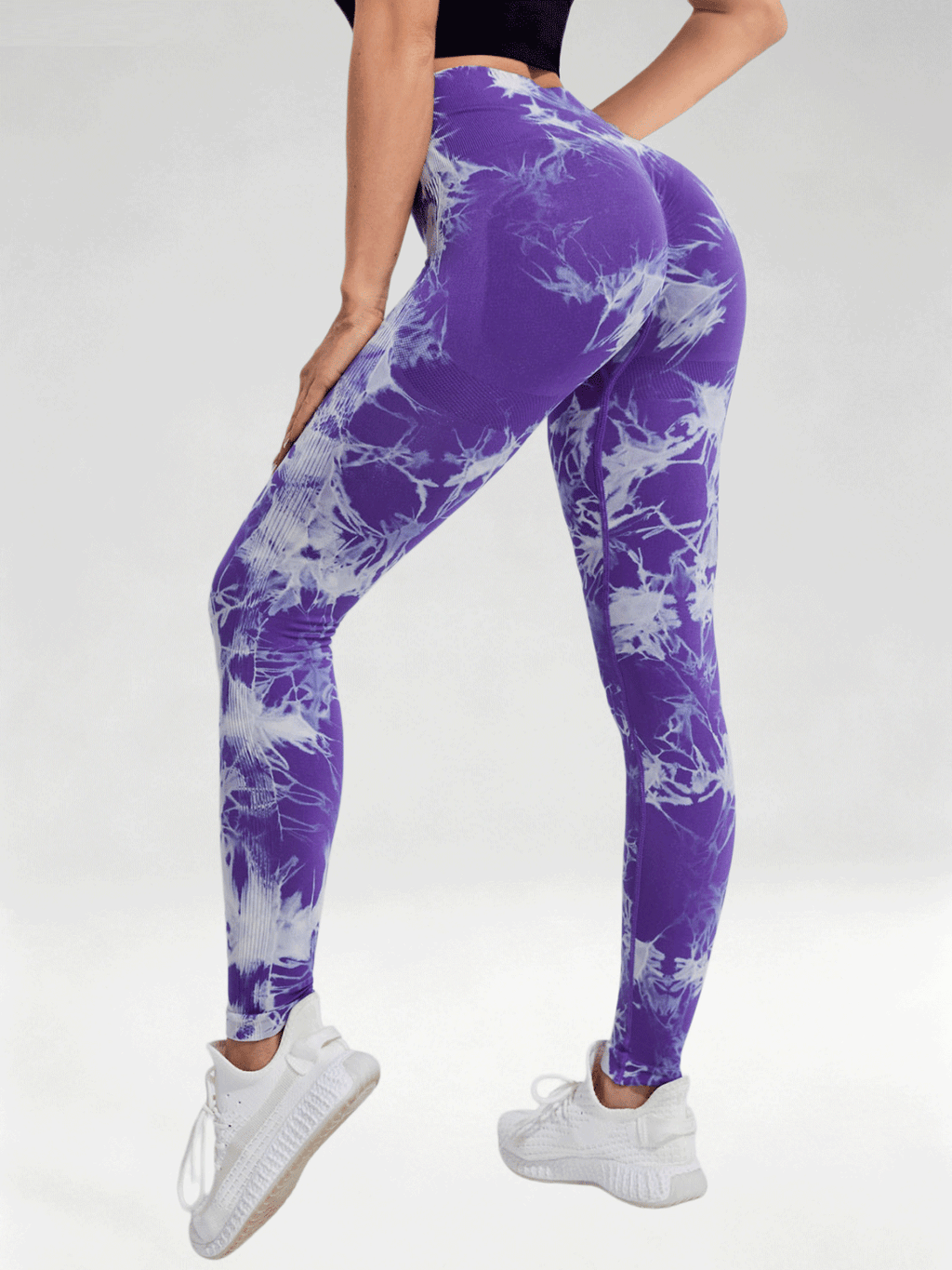 Flexvibe Women High Waist Seamless Tie‑Dye Yoga Leggings Hip Lifting Tummy Control Gym Workout Pants