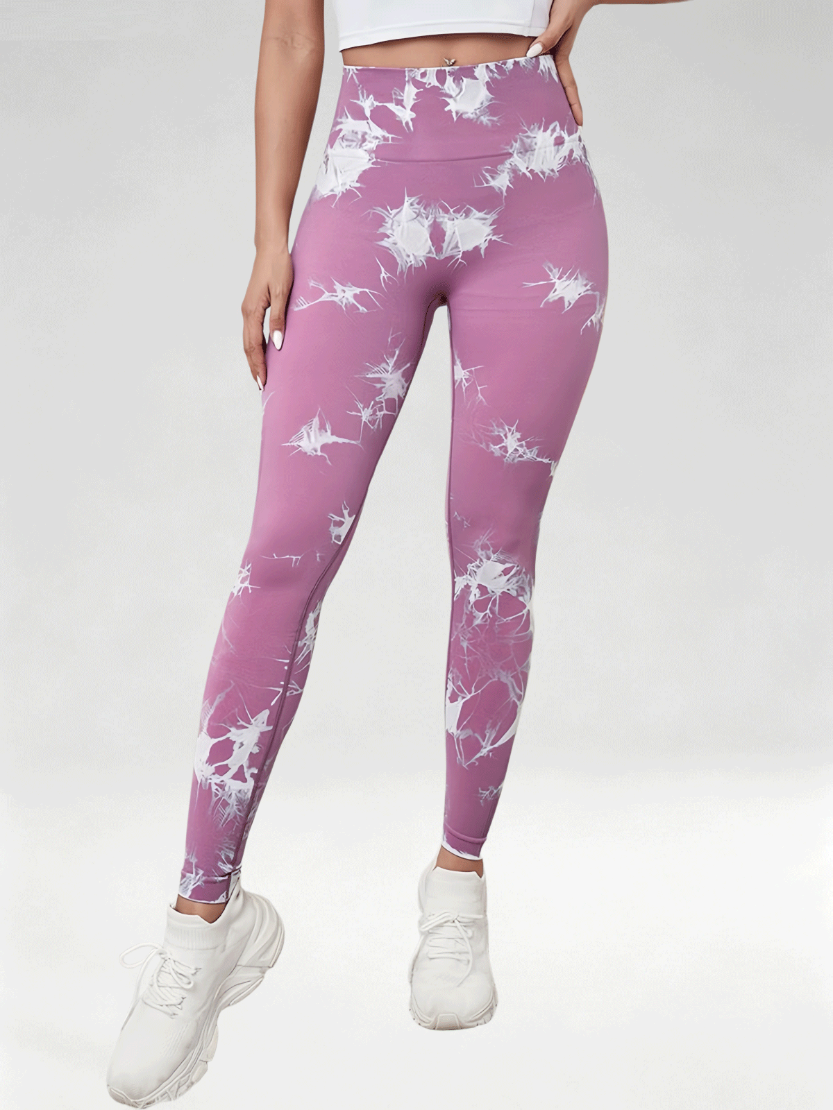 Flexvibe Women High Waist Seamless Tie‑Dye Yoga Leggings Hip Lifting Tummy Control Gym Workout Pants