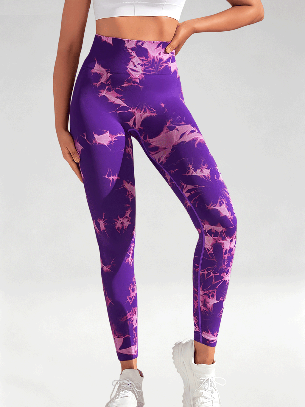 Flexvibe Women High Waist Seamless Tie‑Dye Yoga Leggings Hip Lifting Tummy Control Gym Workout Pants