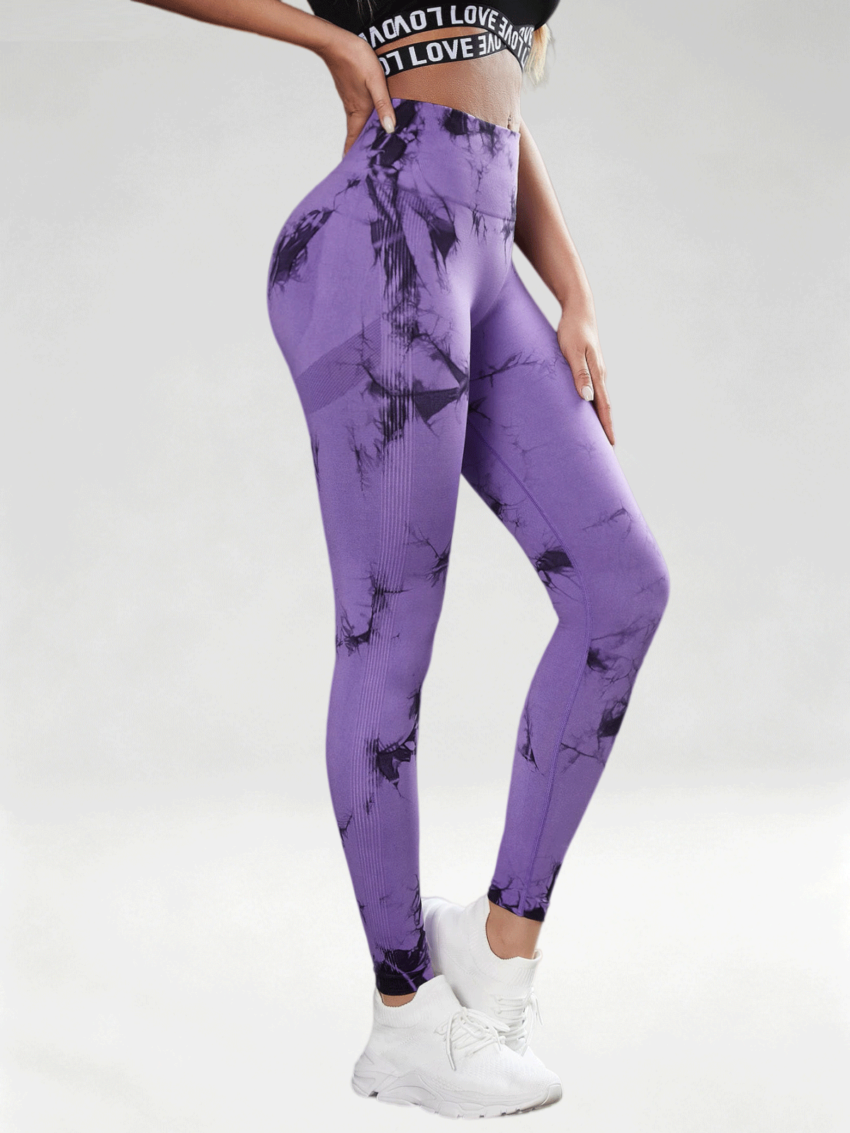 Flexvibe Women High Waist Seamless Tie‑Dye Yoga Leggings Hip Lifting Tummy Control Gym Workout Pants