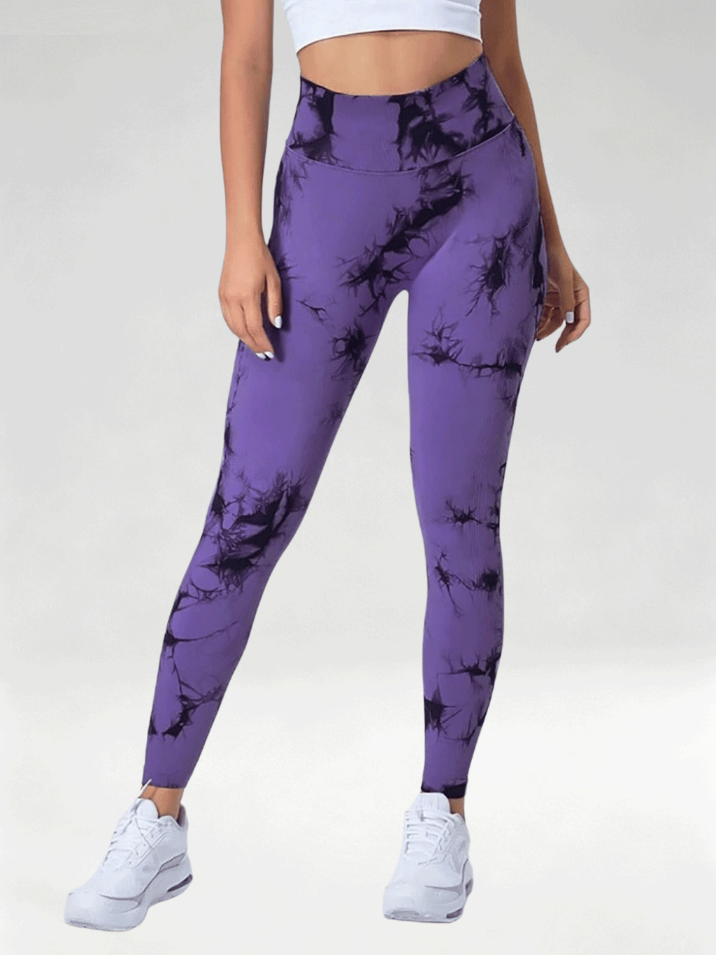 Flexvibe Women High Waist Seamless Tie‑Dye Yoga Leggings Hip Lifting Tummy Control Gym Workout Pants