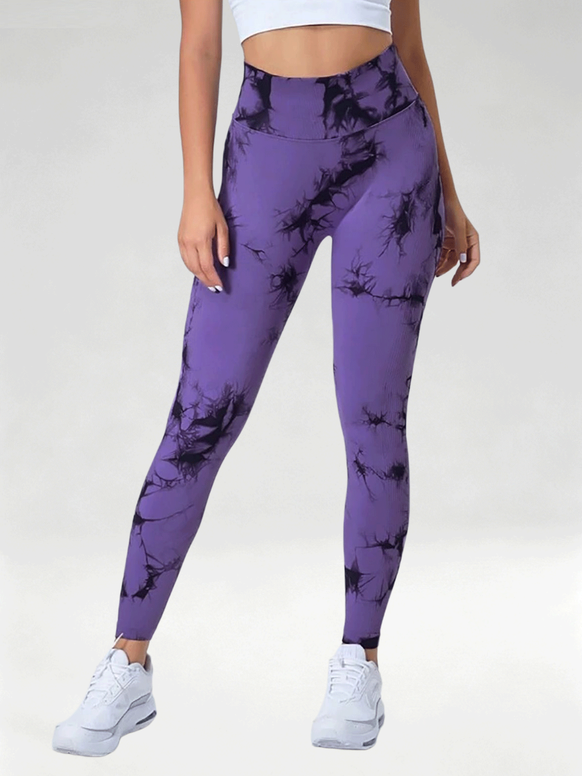 Flexvibe Women High Waist Seamless Tie‑Dye Yoga Leggings Hip Lifting Tummy Control Gym Workout Pants