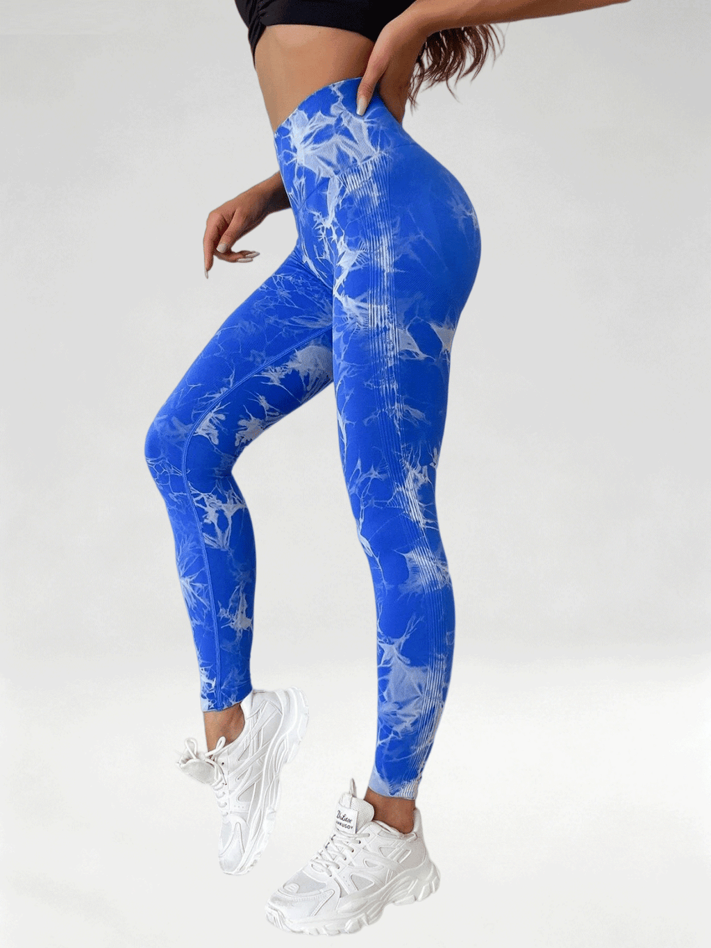 Flexvibe Women High Waist Seamless Tie‑Dye Yoga Leggings Hip Lifting Tummy Control Gym Workout Pants
