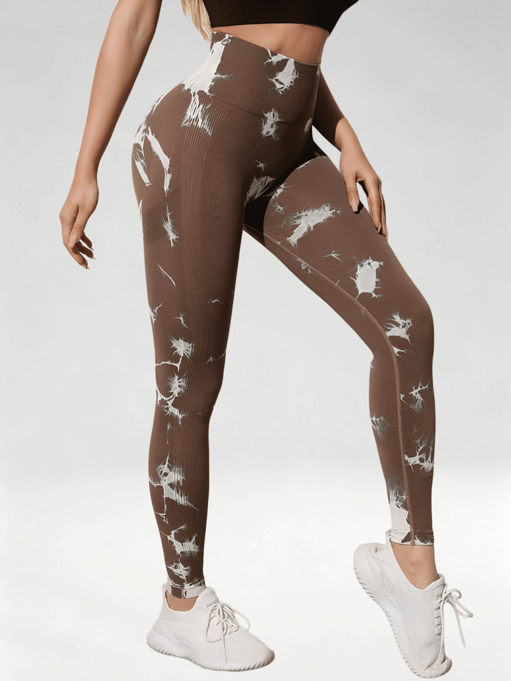 Flexvibe Women High Waist Seamless Tie‑Dye Yoga Leggings Hip Lifting Tummy Control Gym Workout Pants