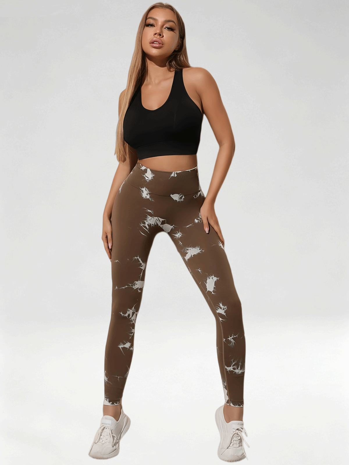 Flexvibe Women High Waist Seamless Tie‑Dye Yoga Leggings Hip Lifting Tummy Control Gym Workout Pants