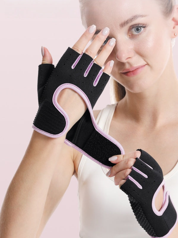 Flexvibe Half Finger Workout Gloves, Breathable Anti-Slip Wrist Support Blister Prevention Gym Gloves for Dumbbell Training, Cycling & Rock Climbing