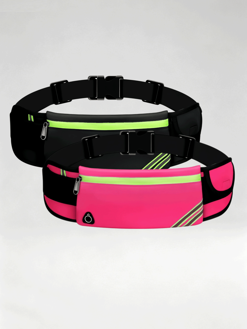 Flexvibe 2 Pack Reflective Running Waist Bag, Waterproof Phone Fanny Pack for Fitness Travel Marathon Men Women