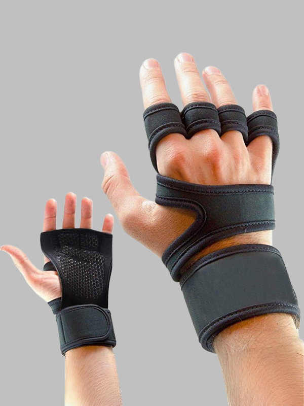 Flexvibe Half Finger Gym Gloves with Integrated Wrist Support, Non-Slip Silicone Straps Palm Protection Workout Gloves Prevent Blisters for Fitness Training