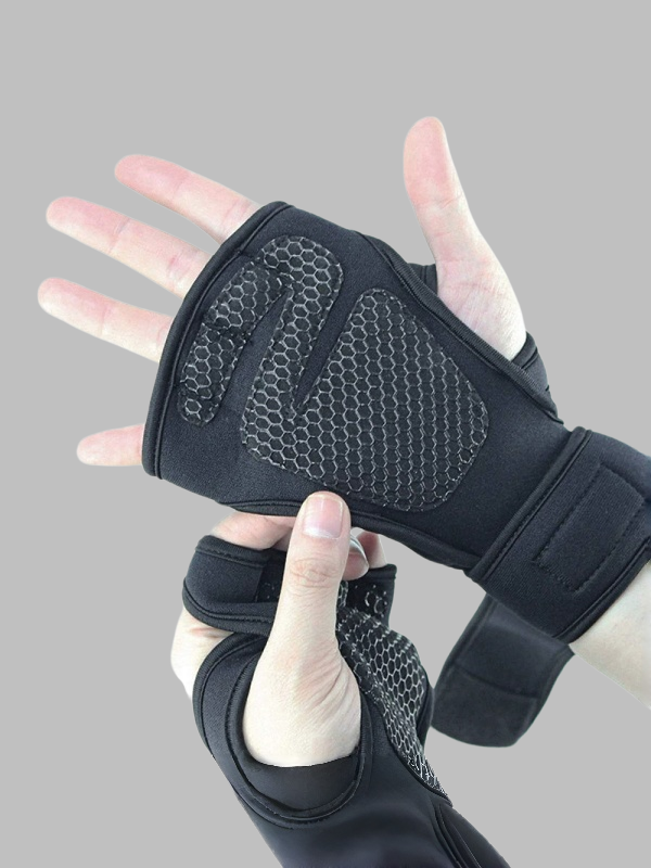 Flexvibe Half Finger Gym Gloves with Integrated Wrist Support, Non-Slip Silicone Straps Palm Protection Workout Gloves Prevent Blisters for Fitness Training