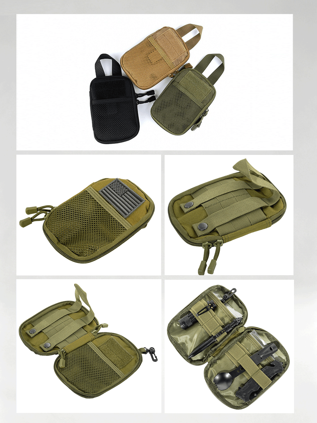 Flexvibe Mini Lightweight Tactical Pouch, Multi-purpose Camo Medical Tool Attachment Bag