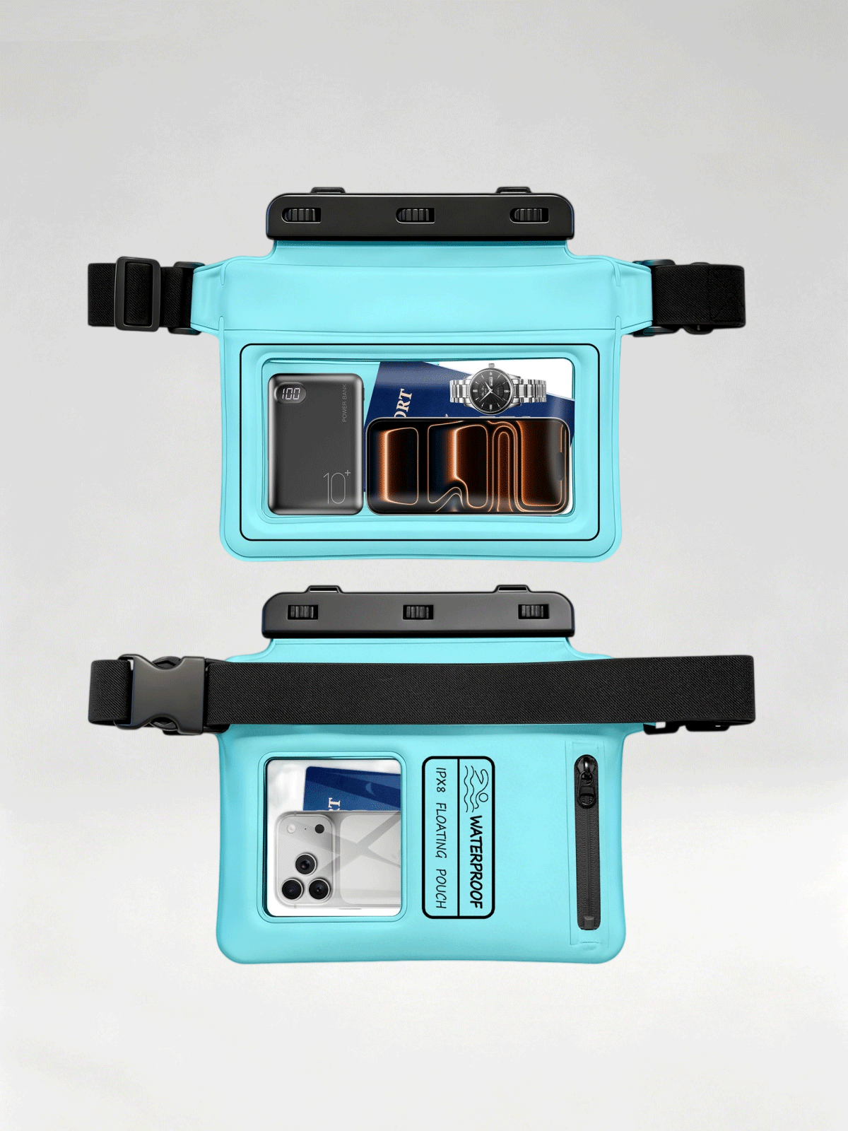 Flexvibe IPX8 Waterproof Waist Bag, PVC Foam Floating Phone Pouch, Touch Screen Dry Bag for Swimming Rafting Outdoor