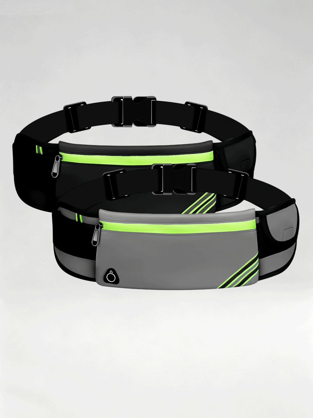Flexvibe 2 Pack Reflective Running Waist Bag, Waterproof Phone Fanny Pack for Fitness Travel Marathon Men Women