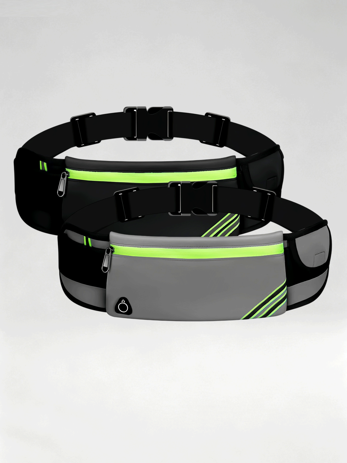 Flexvibe 2 Pack Reflective Running Waist Bag, Waterproof Phone Fanny Pack for Fitness Travel Marathon Men Women