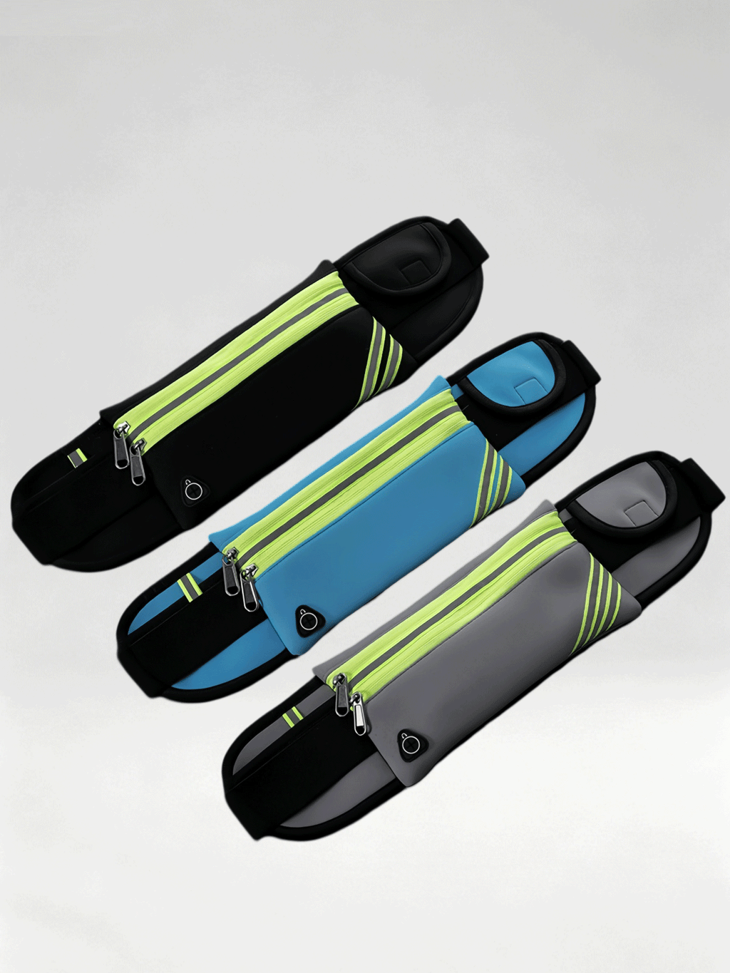 Flexvibe 2 Pack Reflective Running Waist Bag, Waterproof Phone Fanny Pack for Fitness Travel Marathon Men Women