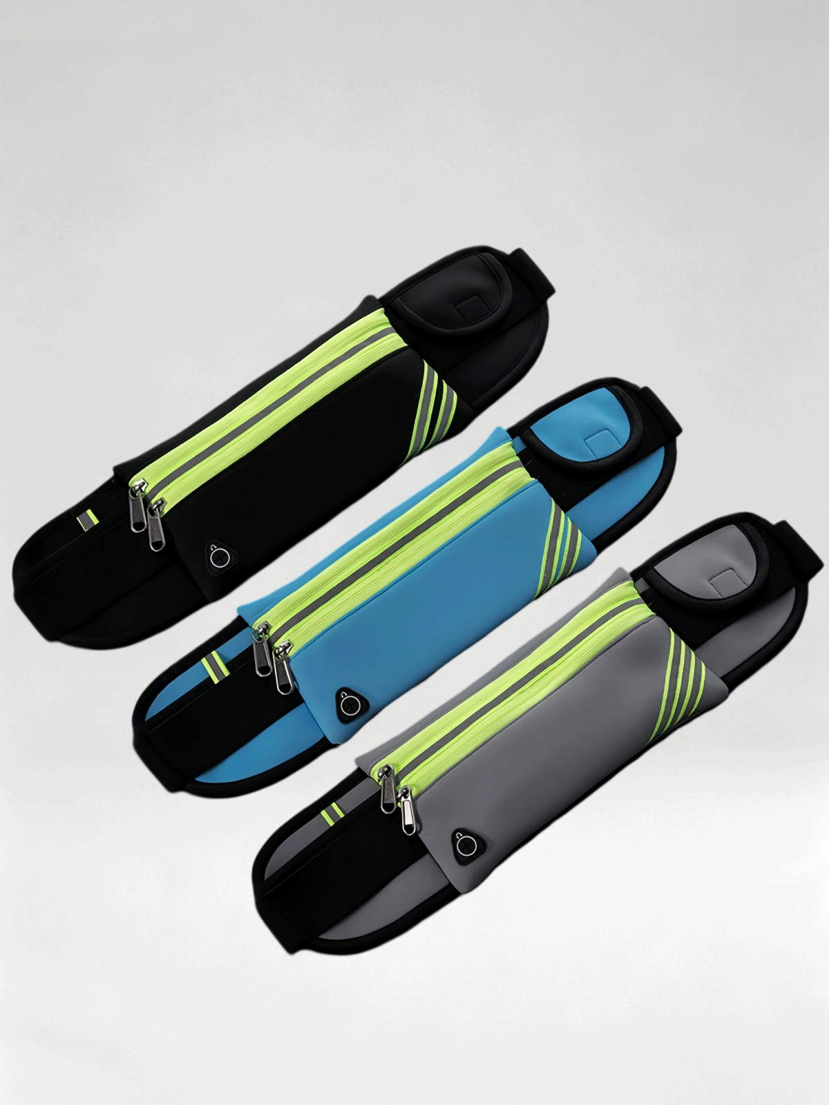 Flexvibe 2 Pack Reflective Running Waist Bag, Waterproof Phone Fanny Pack for Fitness Travel Marathon Men Women