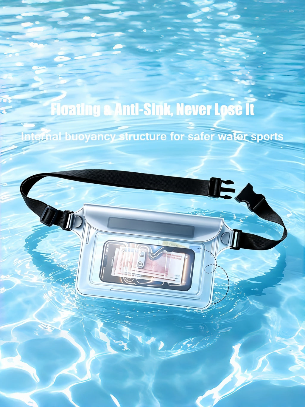 Flexvibe 2 Pack Outdoor Waterproof Waist Bag, Touch Window Phone Dry Pouch for Rafting Canyoning Beach