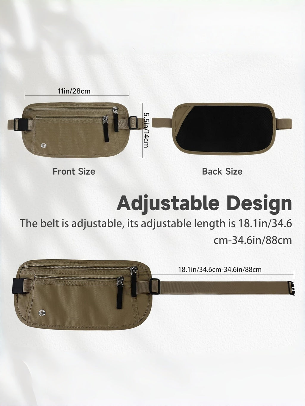 Flexvibe Anti-Scan Travel Passport Pouch, Hidden Waterproof Waist Bag for Phone & Documents