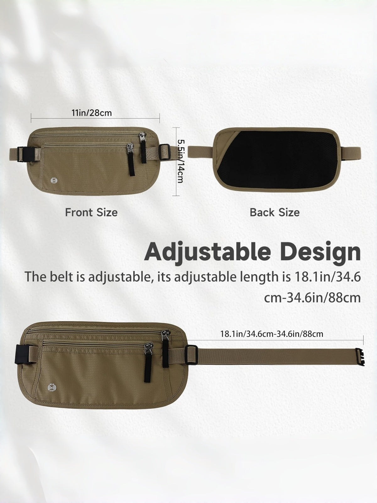 Flexvibe Anti-Scan Travel Passport Pouch, Hidden Waterproof Waist Bag for Phone & Documents