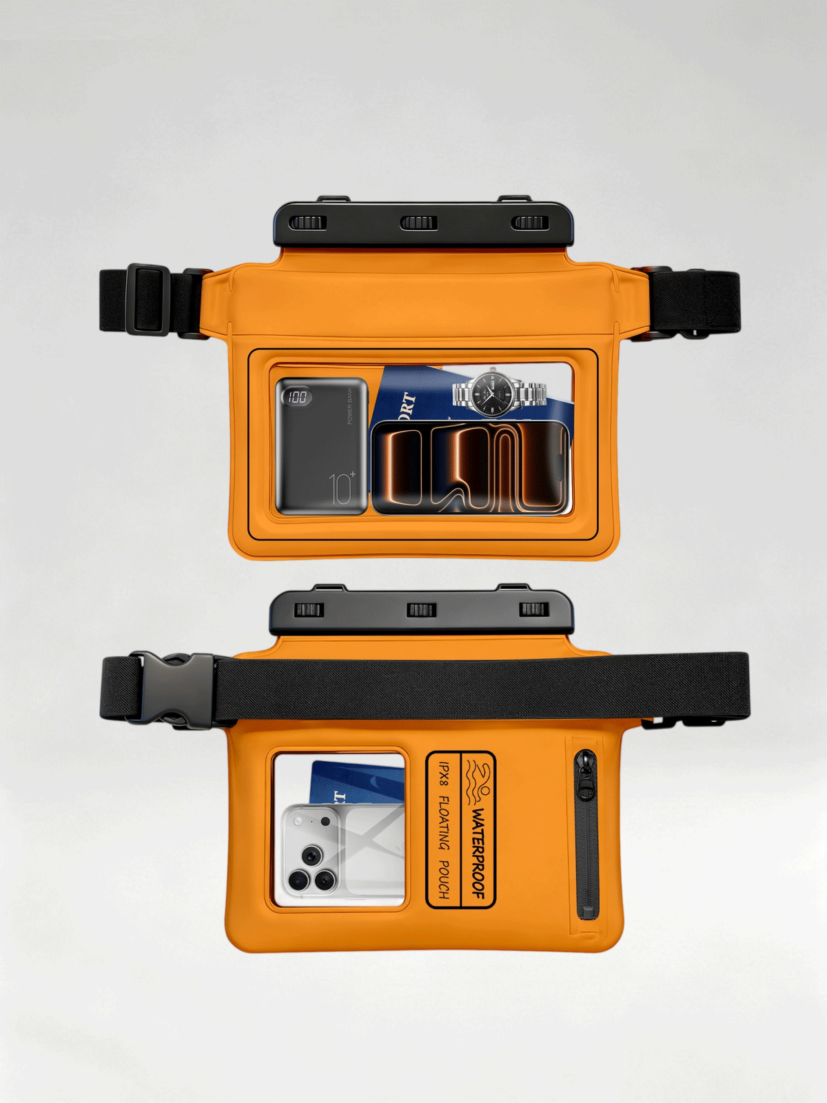 Flexvibe IPX8 Waterproof Waist Bag, PVC Foam Floating Phone Pouch, Touch Screen Dry Bag for Swimming Rafting Outdoor
