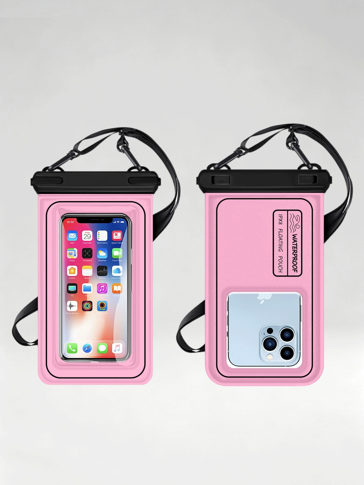 Flexvibe Floating Waterproof Phone Pouch with Dual Hooks, Touch Screen Dry Bag for Swimming